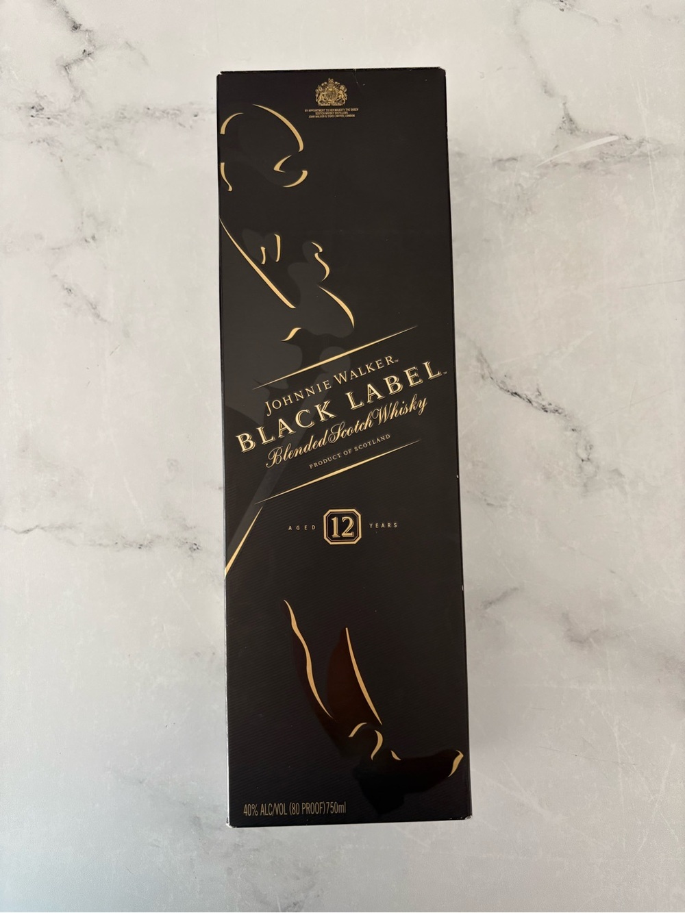 EMPTY BOX Johnnie Walker Black Label 12 Year Blended Scotch Whisky- Black & Gold
